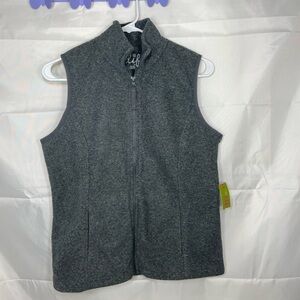 NEW Made for Life women’s gray soft fleece full zip pocket collared vest SP